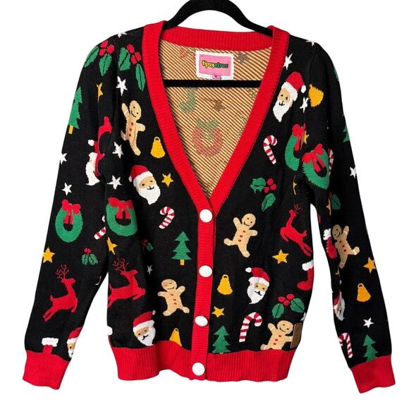 Tipsy Elves Ugly Christmas Sweater V-Neck Cardigan Unisex Size M Holiday Parties - Picture 1 of 7
